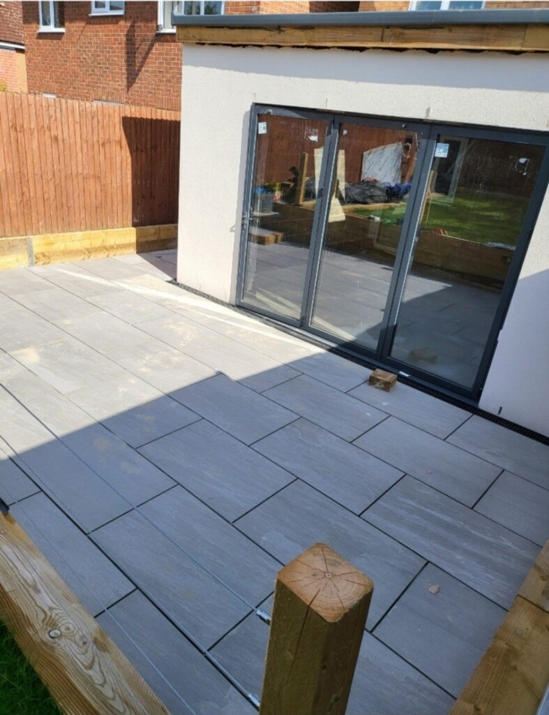 Completed patio outside the extension